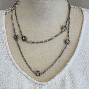 Long silver and Gold studded necklace